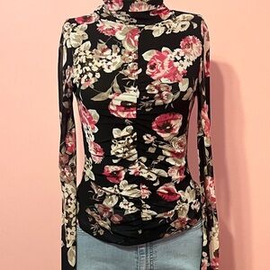 Sweet Rain Black Floral Long Sleeve Blouse